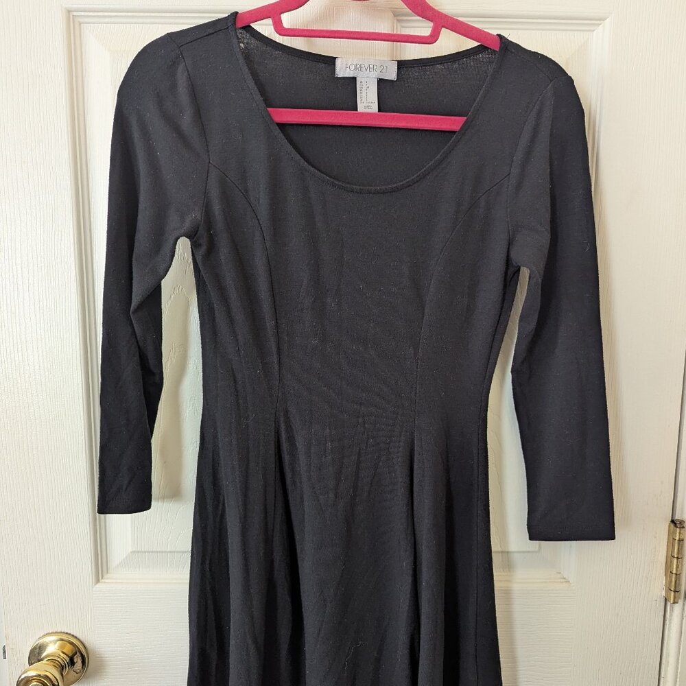 Size S Black Forever 21 3/4 Sleeve Sheath Dress - Fit & Flare